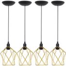 4 Pendentes Aramado Cálice P Luminária Lustre Teto Retrô Vintage Industrial Balcão Agp Ilumini