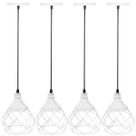 4 Pendentes Aramado Esfera Balonê Branco Lustre Luminária Teto Regulável Sala Cozinha Industrial Agp