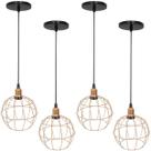 4 Pendentes Aramado Globo Luminária Lustre Luxo Teto Retrô Vintage Balcão Agp Ilumini Industrial