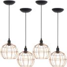4 Pendentes Aramado Globo Luminária Lustre Teto Retrô Vintage Industrial Balcão Cobre Rose Gold