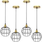 4 Pendentes Aramado Globo Preto Luminária Lustre Industrial Teto Vintage Dourado Agp Ilumini 4 Pendentes Aramado Globo Preto Luminária Lustre Industrial Teto Vintage Dourado Agp Ilumini