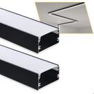 4 Perfil De Led Sobrepor Alumínio 40x20mm Com 1 Metro Preto