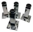 4 Pés Para Móveis Com Regulagem Quadrado 10cm De Metal