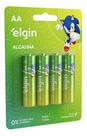 4 Pilha Alcalina Aa 2a Comum Elgin - Blister 4 Unidades