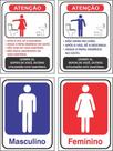4 Placas Banheiro Feminino E Masculino Regras Wc 20x15cm
