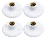 4 Plafon Simples Suporte Lâmpadas Bocal Cerâmico E27 Padrão Branco