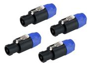 4 Plug Speakon Macho Azul Linha 4 Polos Robusto C/ Trava Mxt