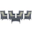 4 Poltronas e 1 Mesa Igapó em Alumínio Pintura Preta Corda Náutica Estofado 3 4 Poltronas e 1 Mesa Igapó em Alumínio Pintura Preta Corda Náutica Estofado 3