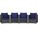 4 Poltronas Madri Alumínio Corda Náutica Estofado 10 Trama Original