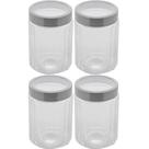 4 Porta Mantimentos de Vidro Borossilicato 1,2L Tampa Prata Pote Transparente Sidney Lyor