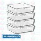 4 Porta Objeto Transparente Acrílico Modular Quadrado Grande