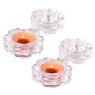 4 Porta Velas Castiçal De Vidro Flor Redondo Decoração
