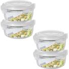 4 Potes 950ml Vidro Redondo Alimento Marmita Hermético