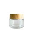 4 Potes de Vidro 100ml com Tampa Plástica Bambu para Cosméticos/Velas