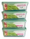 4 Potes Hermético 2,5l Freshy Alimentos Micro-ondas Empilhável