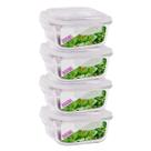 4 Potes Hermetico 800ml Quadrado Vidro Microondas Grande