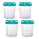 4 Potes Mantimentos Redondo C/ Tampa Rosca Avulso Transp 1L