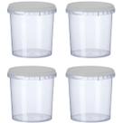 4 Potes Para Alimentos 500ML Transparente Com Tampa 11x9,5Cm