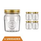4 Potes Vidro Americano Rosca Alimentos 500ml Vintage Nadir