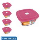 4 Potes Vidro Facilita Vap Quadrado Com Tampa 1L Marinex 4 Potes Vidro Facilita Vap Quadrado Com Tampa 1L Marinex