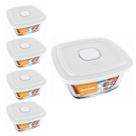 4 Potes Vidro Facilita Vap Quadrado Com Tampa 2L Marinex
