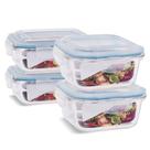 4 Potes Vidro Herméticos Tampa Silicone Vedação 370ml 520ml