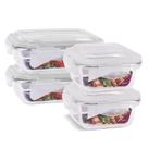 4 Potes Vidro Herméticos Tampa Silicone Vedação 640ml 320ml