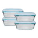 4 Potes Vidro Retangular Hermético 370ml - Quality House