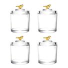 4 Potiches Decorativo Cristal Vidro Transparente 14cm Grande