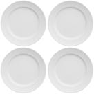 4 Pratos de Sobremesa 21cm em Porcelana Relevo Chevron Germer Branco Redondo