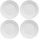 4 Pratos de Sobremesa 21cm em Porcelana Relevo Chevron Germer Branco Redondo