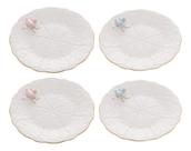 4 Pratos Para Sobremesa Wolff Birds De Porcelana 19 Cm