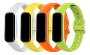 4 Pulseiras De Silicone Para Fit2 R220 Fit 2 R220 - Branco / Amarelo / Laranja / Verde Limão