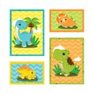 4 Quadrinhos Quadros Impressos Festa Dino Baby Dinossauro 35,9 x 26,6 cm Piffer - Inspire sua Festa Loja