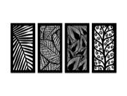 4 Quadro Decorativo Vazado Folhagem Natureza Placa Parede