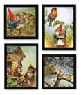 4 Quadros Arte Elementais Da Terra Gnomos Duendes Natureza