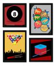 4 Quadros Artes Mesa Sinuca Bilhar Decoração Bar Sala Jogos 4 Quadros Artes Mesa Sinuca Bilhar Decoração Bar Sala Jogos