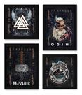 4 Quadros Artes Mitologia Nórdica Odin Mjolnir Valknut 4 Quadros Artes Mitologia Nórdica Odin Mjolnir Valknut