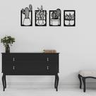 4 Quadros Decorativo Vaso Cactos em MDF