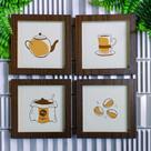 4 Quadros Decorativos Café Desenhos Cozinha Copa MDF 15x15