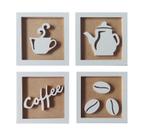 4 Quadros Decorativos Cantinho do Café MDF com Relevo