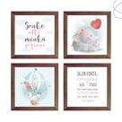 4 Quadros Decorativos Infantil Safari Baby Aquarela menina