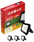 4 Refletor Projetor Preto LED 30w Bivolt Cor da Luz Branco Quente 3000K Ourolux