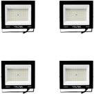 4 Refletores Led Externo Ip65 100w Biv 6500k Volter Preto 4 Refletores Led Externo Ip65 100w Biv 6500k Volter Preto