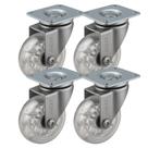 4 Rodízio Gel Cristal Colson 2 Polegadas Sem Freio Transparente em PVCGEL, Estrutura Cromada, Giratório, 40 kg, para Móveis e Decoração