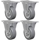 4 Rodízio Roda Fixo Fl 210 50mm Sem Freio Pvc Anti Risco Forte 40kg