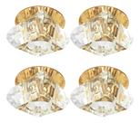 4 Spot Cristal Embutido Base Dourada Transparente Sala Bet11
