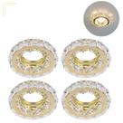 4 Spot Cristal Embutir K9 Inox Dourado Redondo MR16 Lup62