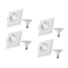 4 Spot Embutir Quadrado Recuo PAR30 + 1 Lâmpada LED 10W 6500K E27