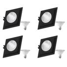 4 Spot Embutir Quadrado Recuo PAR30 + 1 Lâmpada LED 10W 6500K E27